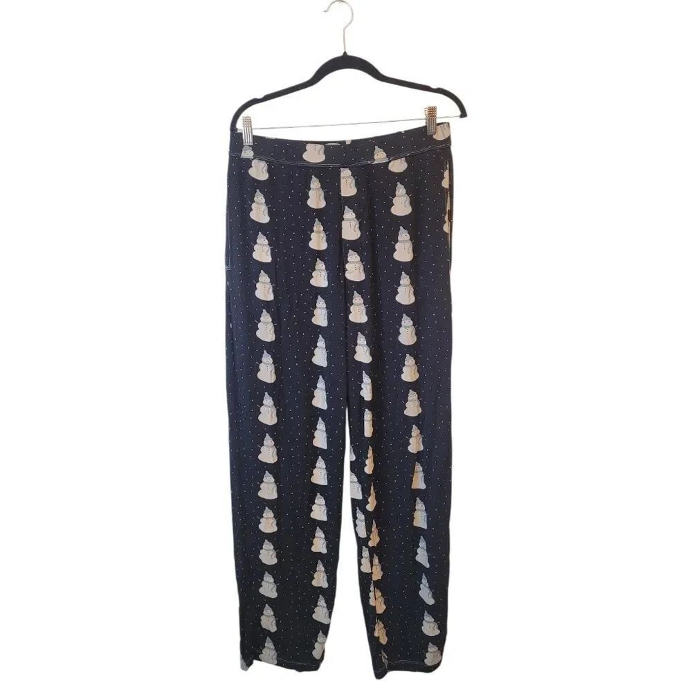 Kickee Pants Black Snowman Bamboo Lounge Pants Women's Size L